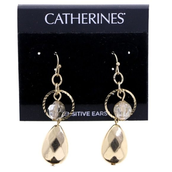 3/$20 Catherines gold dangle earrings with bead - Picture 1 of 3